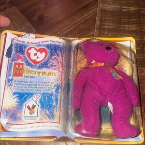 Ty Millennium Bear - Vibrant Purple Plush
